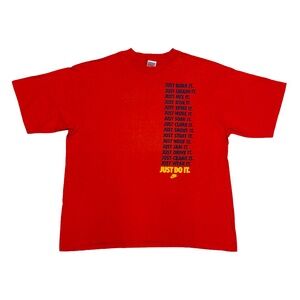 Vintage Nike Just Do It Made In USA Single Stitch Graphic T-Shirt Red XXL